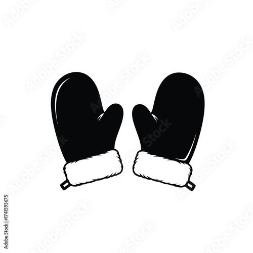 A charming Christmas Opening Silhouette illustration of a pair of warm winter mittens