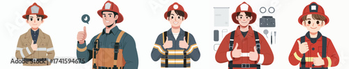 Fire fighter in vector version 