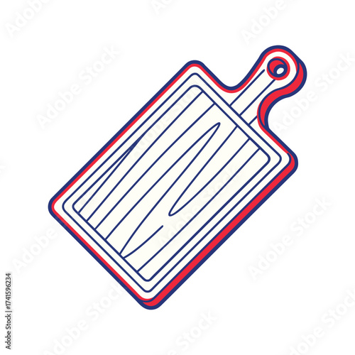 Hand drawn rustic wooden cutting board kitchen food preparation cooking utensil object