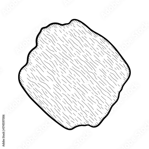 Textured Stone Illustration: This minimalist illustration showcases a detailed textured stone with contour lines, revealing the raw beauty of its natural form and simplicity.