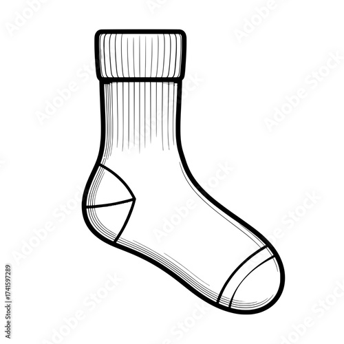 Cozy Comfort: A minimalist illustration showcases a single, pristine sock, embodying simplicity and the comfort of everyday essentials.