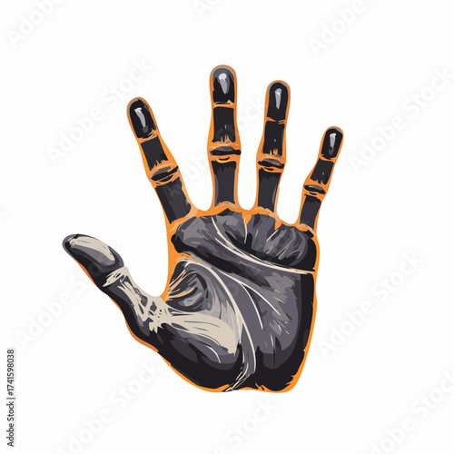 Realistic Black Hand Print