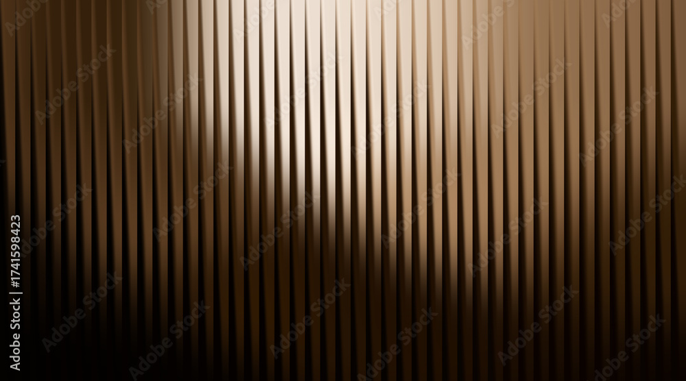 Obraz premium Warm brown abstract vertical ribbed background with spotlight