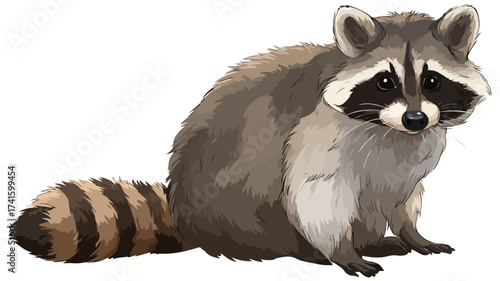 Charming Cartoon Raccoon Sitting and Showcasing in Adorable Pose