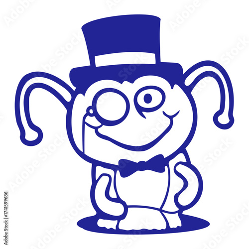 Caterpillar Sir Rich Monocle Glasses Top Hat Ground Hole