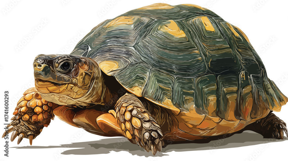 Obraz premium Adorable Turtle with Textured Shell Isolated on White Background