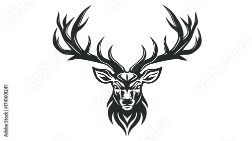 Majestic Deer Head with Impressive Antlers Isolated