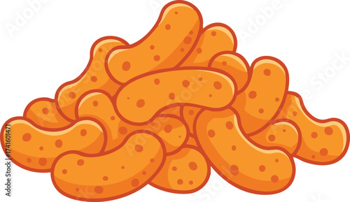 Cashew Nuts Pile Vector Illustration with Orange Colour and Cartoon Style for Healthy Snack Design 