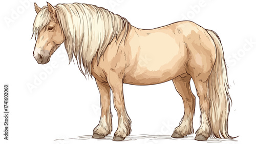 Graceful Beige Pony Stands Proudly, Ideal for Equestrian Promotion Materials