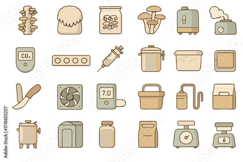 Various tools and ingredients arranged for a culinary or scientific activity in a clean, organized setting