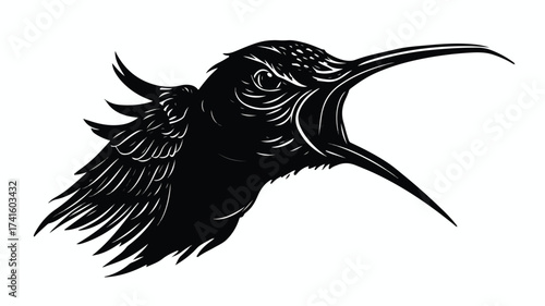 Angry Hummingbird Mascot Head Displayed in Detailed Illustration