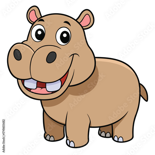 Vector art of cute cartoon hippopotamus