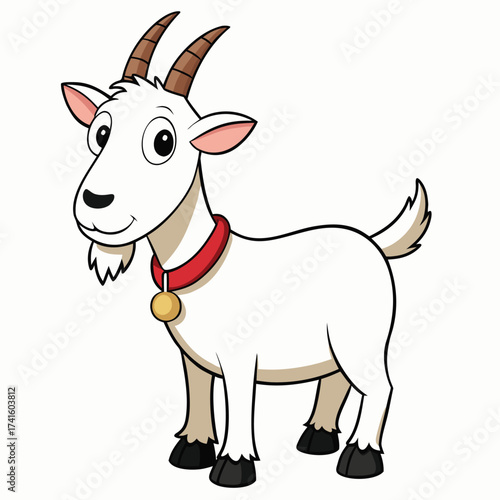 Vector art of cute cartoon goat