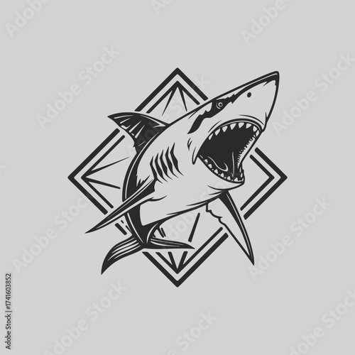 Dynamic Shark Mascot Logo Illustration