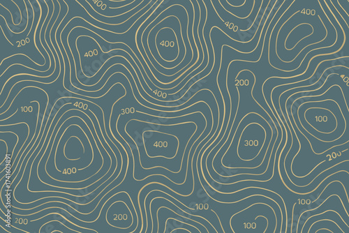 Contour lines and elevation markings on a textured background create a modern design for maps and geographical studies