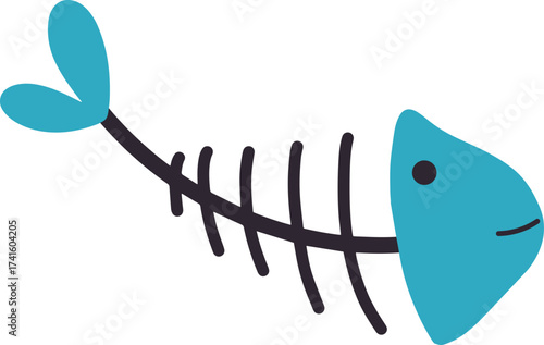 Cartoon fish skeleton showing bones and leftovers