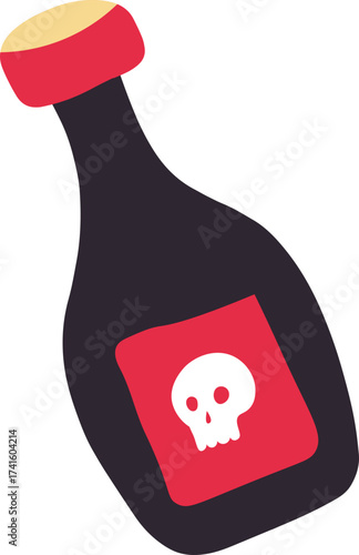 Poison bottle having skull symbol for toxic warning