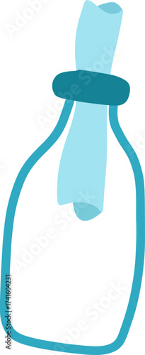 Message in a bottle floating ocean communication concept