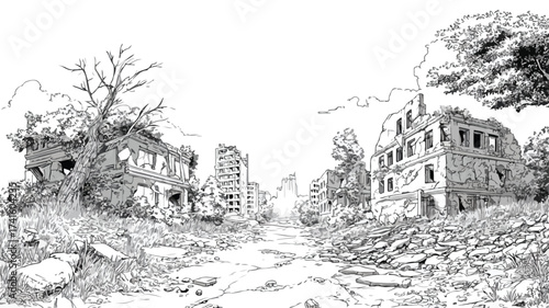 Dramatic Post-Apocalyptic War Scene Background Image for Graphic Design Projects