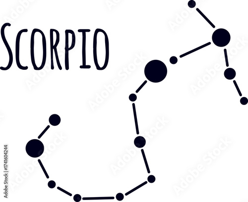 Scorpio zodiac constellation sign and stars illustration