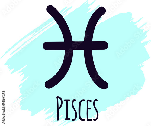 Pisces zodiac sign symbol on light blue background