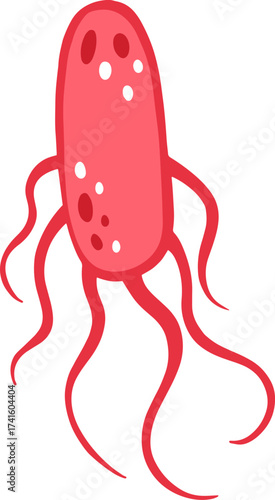 Red germ bacterium cell vector illustration