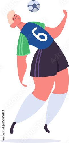 Soccer player heading ball jumping in air