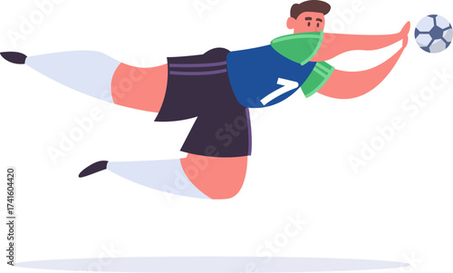 Soccer goalkeeper diving and saving ball illustration