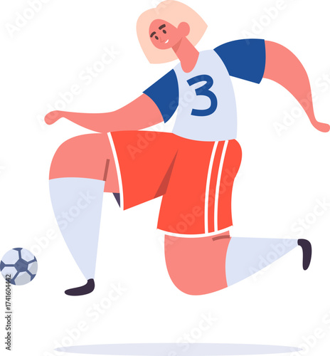 Woman soccer player dribbling football during a game