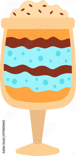 Layered dessert parfait with creamy whipped topping