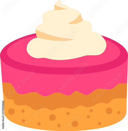 Dessert cake with whipped cream topping illustration