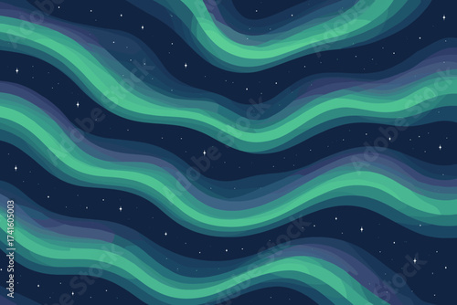 Colorful abstract waves with a dark background create a serene night sky atmosphere