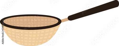 Kitchen skimmer utensil with mesh net and handle