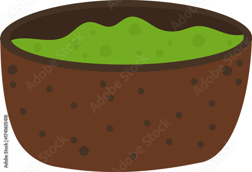 Guacamole dip in a traditional rustic bowl