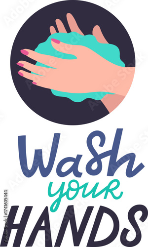 Hands washing with soap and water preventing disease and infection