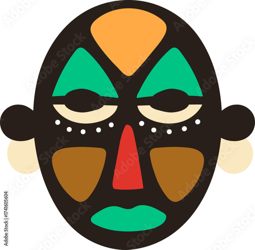 African tribal mask displaying ethnic art and vibrant culture