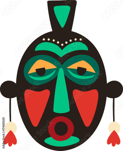 African tribal mask illustration representing ethnic culture and ritual