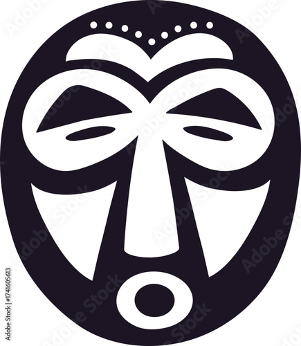 Tribal mask icon with traditional African ethnic design