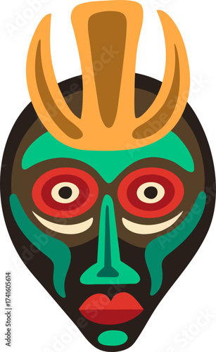 African tribal mask presenting traditional ethnic culture art