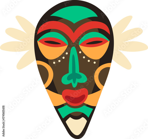 African tribal culture mask vector art illustration