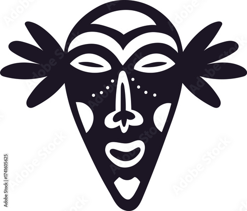 African tribal mask vector icon representing culture and spirituality