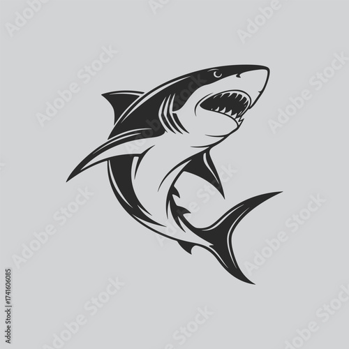 Grinning Shark Tattoo Outline Design