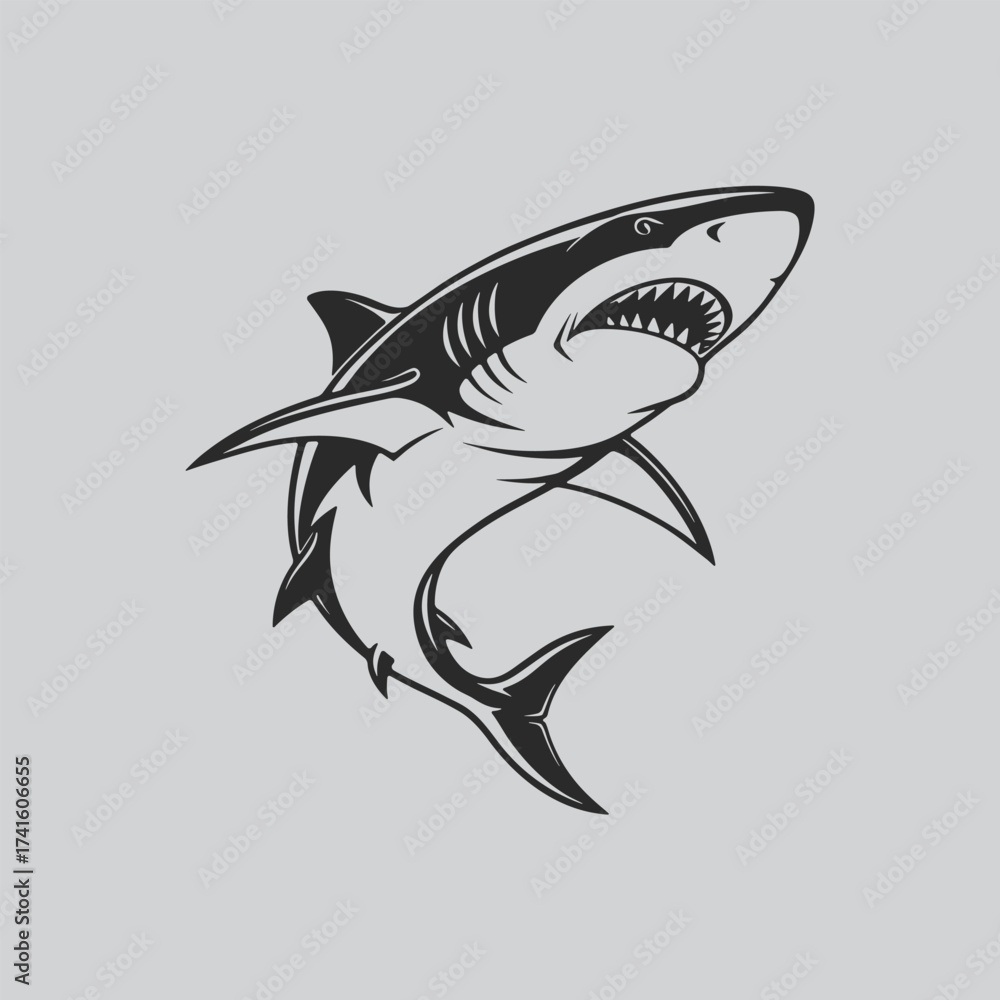 Fototapeta premium Intense Shark Line Art Tattoo Inspiration