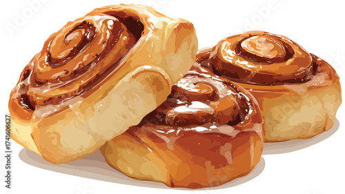 Delicious Cinnamon Rolls Food Vector Image with Outline