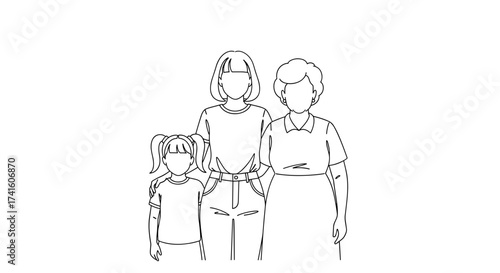 Heartwarming multigenerational family portrait evokes love and connection, perfect for illustrating family values and timeless bonds of kinship