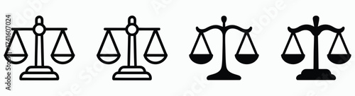 Justice Scales of Black and White Legal Balance Illustrations Collection