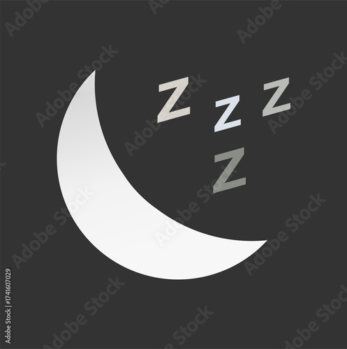 Minimalist Crescent Moon with ZZZ — Elegant Black and White Sleep Icon