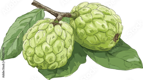 Vibrant Custard Apple Fruit Vector Art Illustration for Creative Designs
