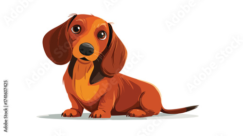 Cute Adorable Dachshund Dog Cartoon Character Vector Illustration