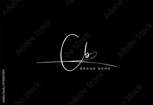 CB letter beauty cursive handwriting logo.